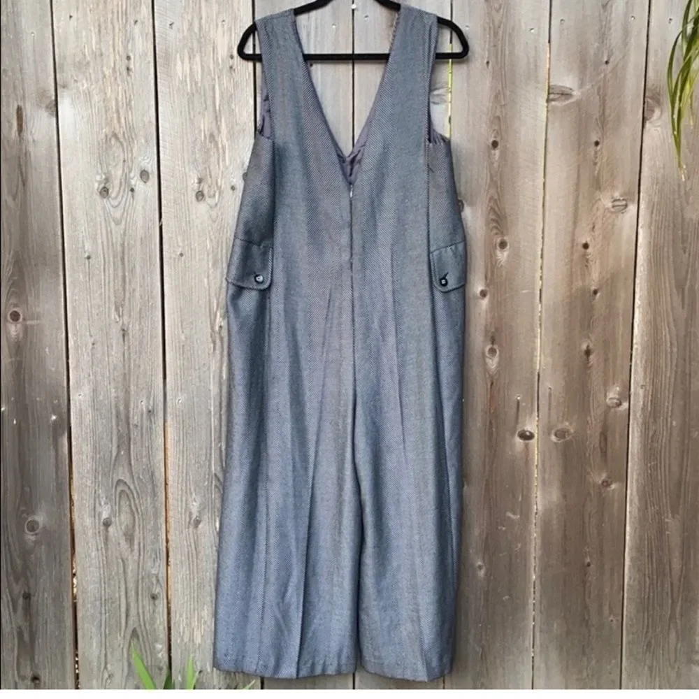 Anthropologie Cartonnier Oxford Herringbone Wide Leg Jumpsuit| M